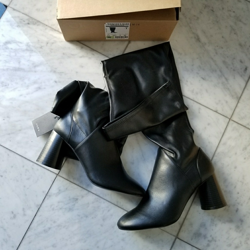 ZARA OVER-THE-KNEE HIGH HEEL BOOT - Picture 2 of 8